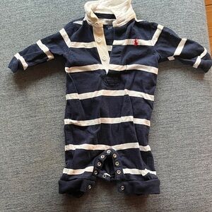 Ralph Lauren Navy and Cream Striped Bodysuit